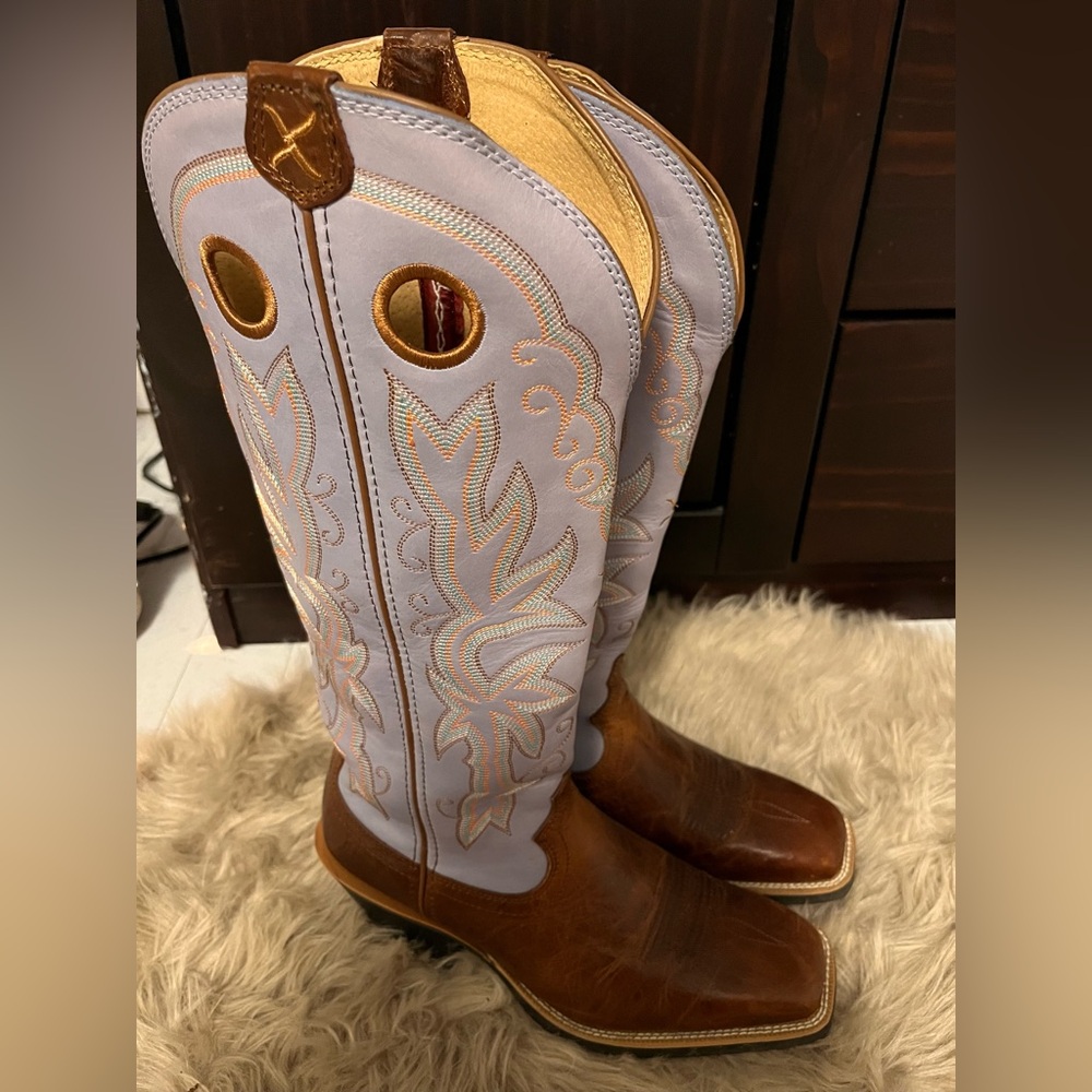 Twisted X Brown and Lavender Embroidered Boots - Picture 2 of 5